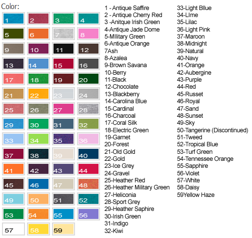 Gildan 5000 T-shirt Color Palette